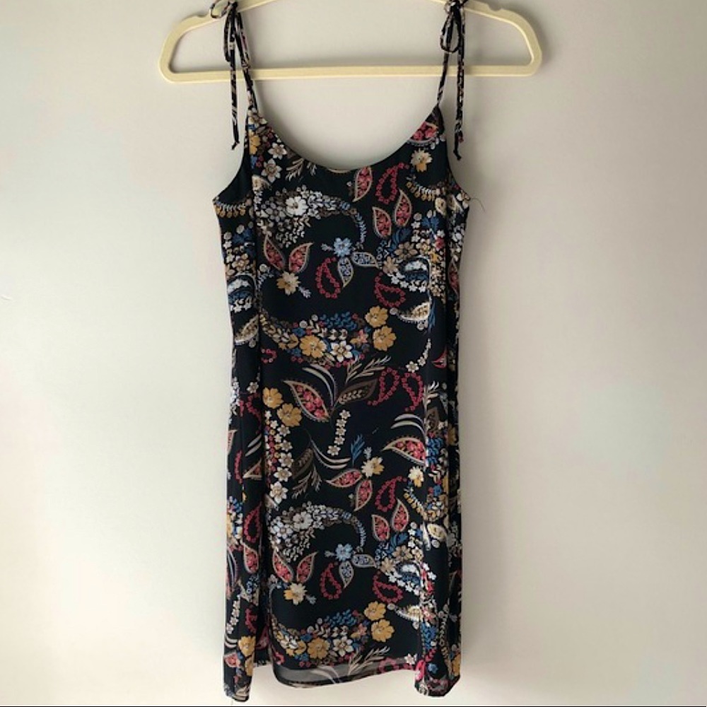 Socialite Floral Paisley Tie Strap Slip Dress